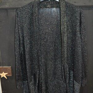 2X Black and Sparkle Long Sleeve Dress Jacket